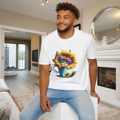 Cool Sunflower Kitten 1 Adult T-shirt