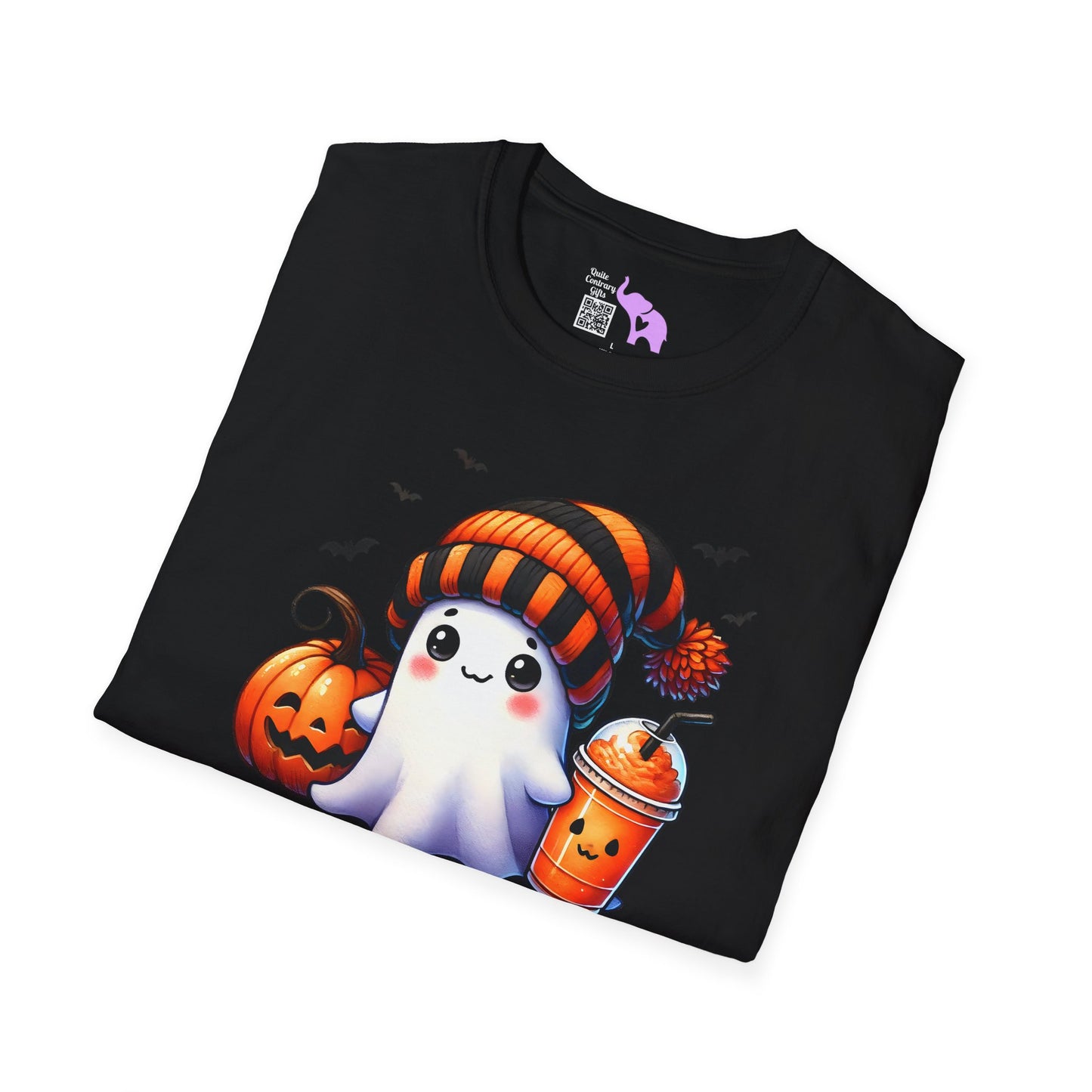 Cute Ghost w/Pumpkins Adult T-shirt