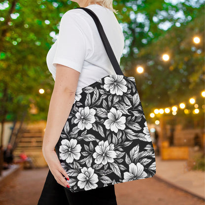 Monochrome Paradise Bloom Canvas Tote Bag