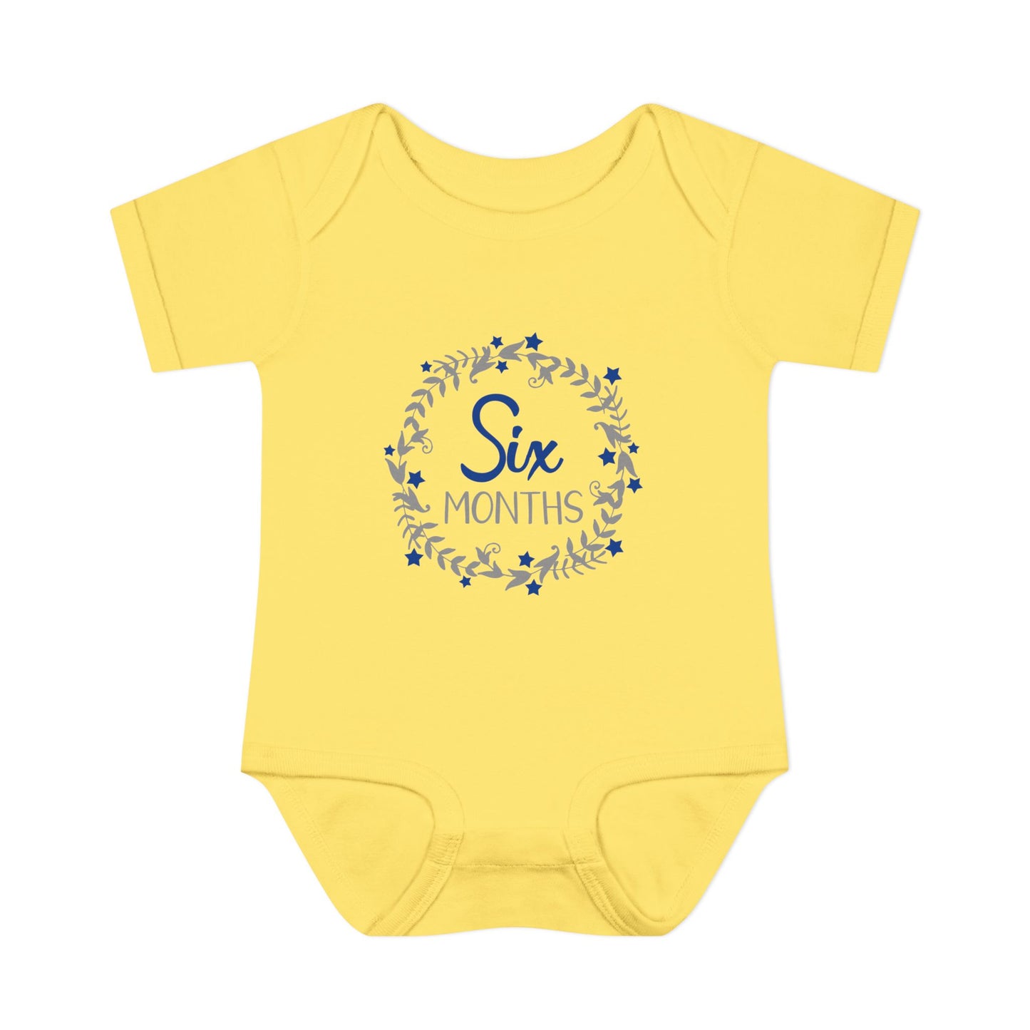 Blue Milestone Wreath Onesie-Six Months
