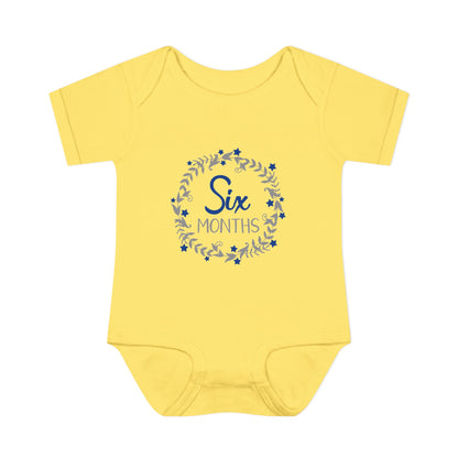 Blue Milestone Wreath Onesie-Six Months