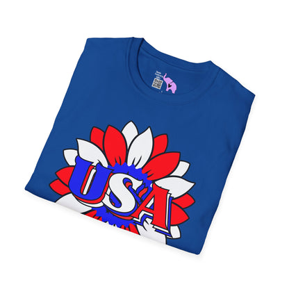 USA Red, White, and Blue Sunflower 2 Adult T-shirt