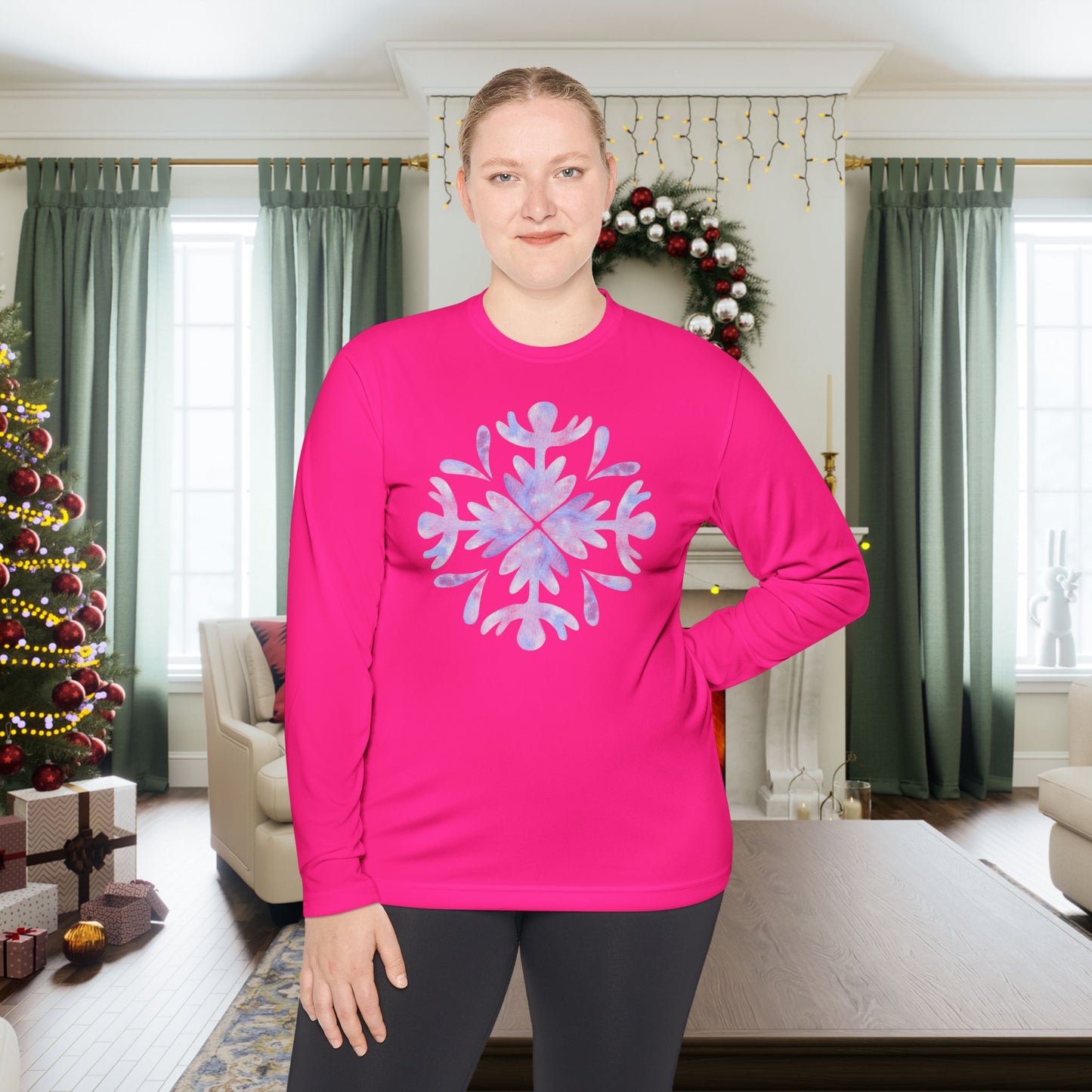 Large Snowflake 3 Adult Long Sleeve Tee