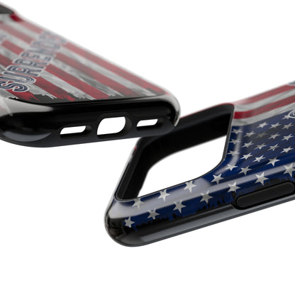 Never Surrender American Flag MagSafe® Compatible Tough Case for iPhone