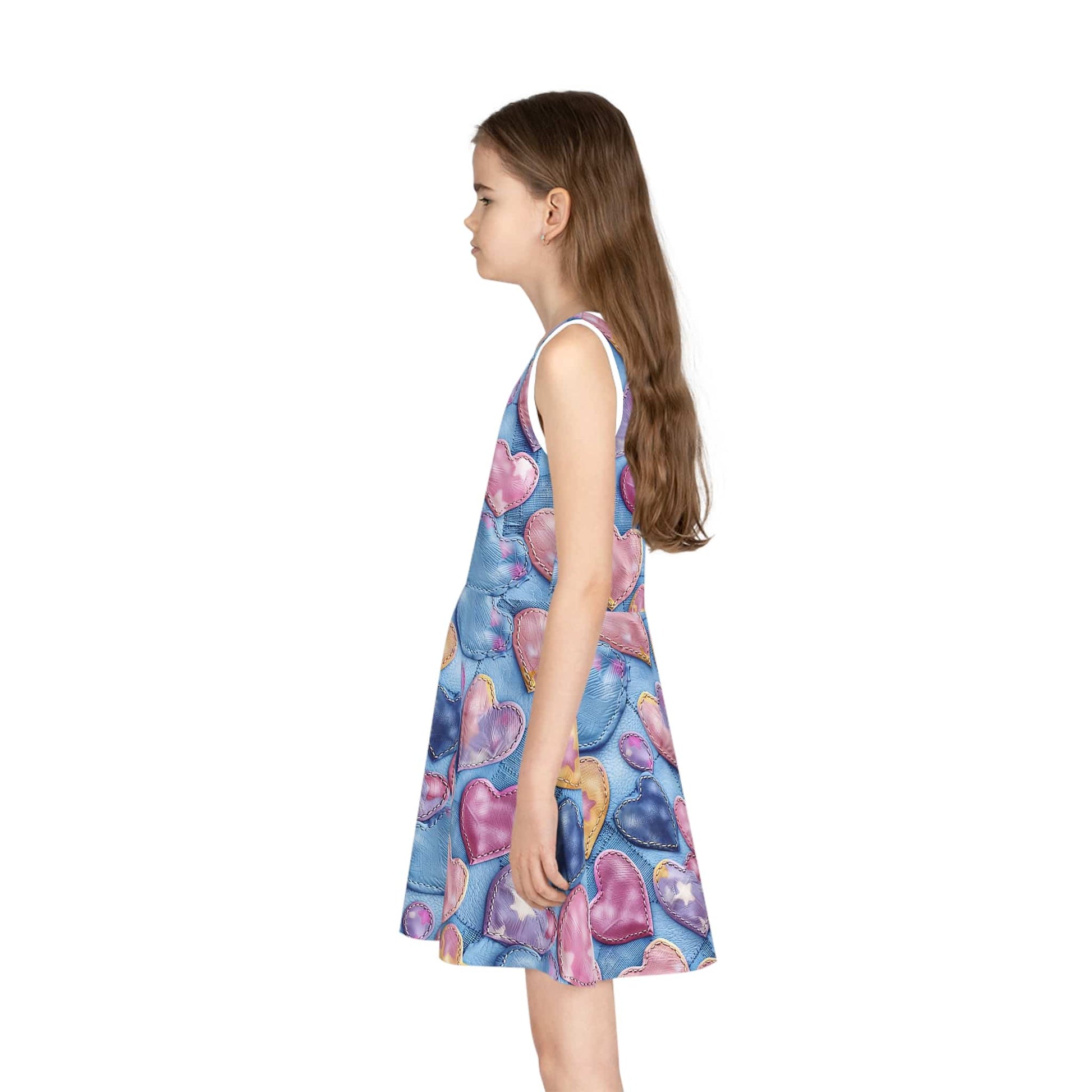 Color Pop Stitched Hearts Girls' Sleeveless Sundress