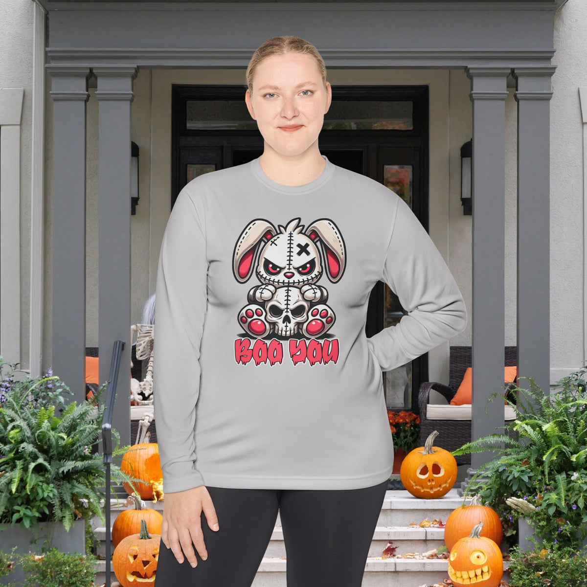 Boo You (Voodoo Bunny w/Skull) Adult Long Sleeve Tee