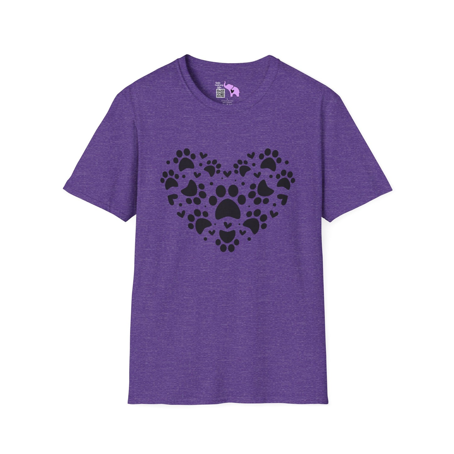 Paw Print Heart Adult T-shirt