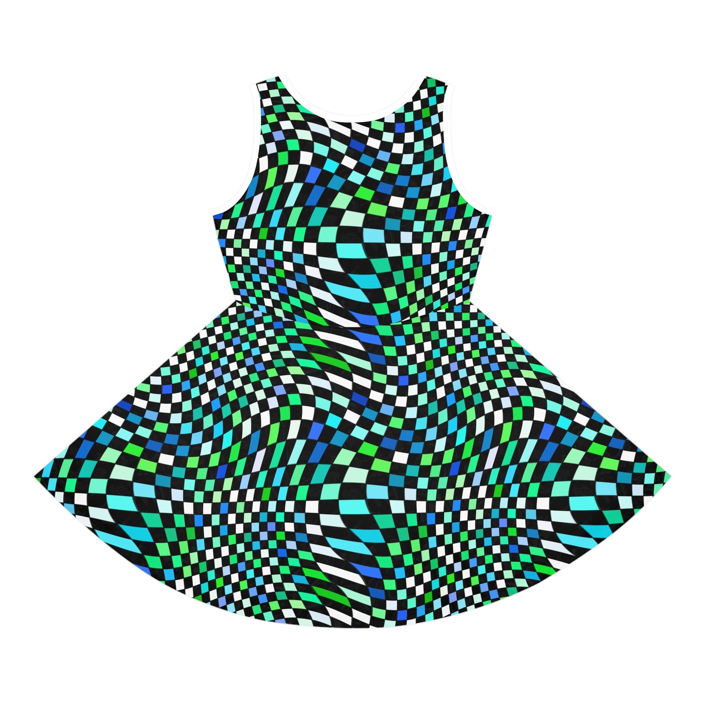 Warped Green Checkered Girls Sundress