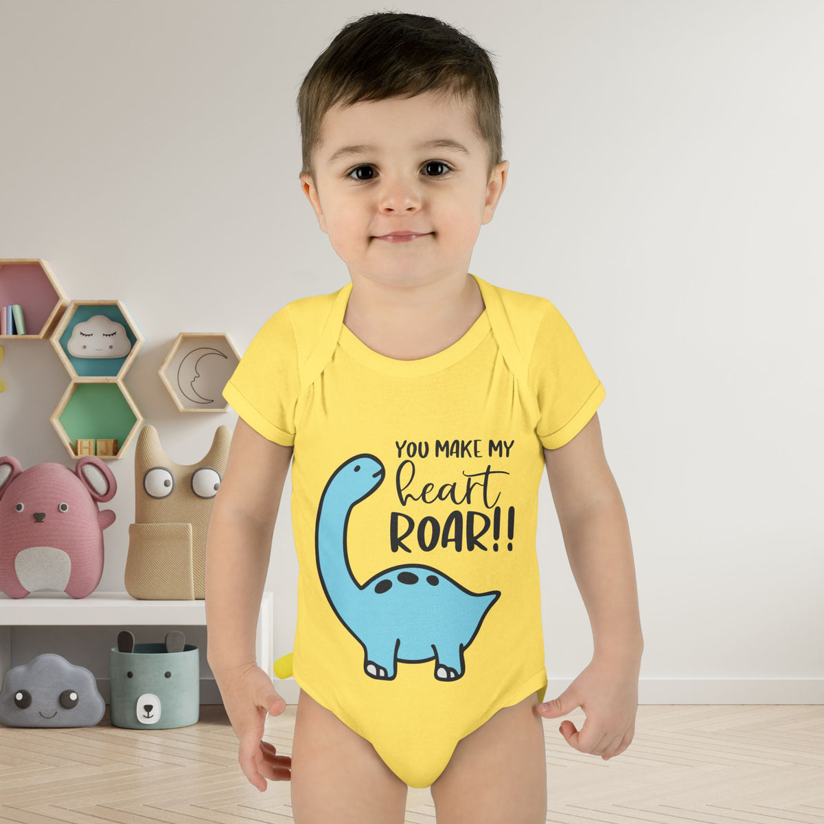You Make My Heart Roar!! Baby Rib Bodysuit