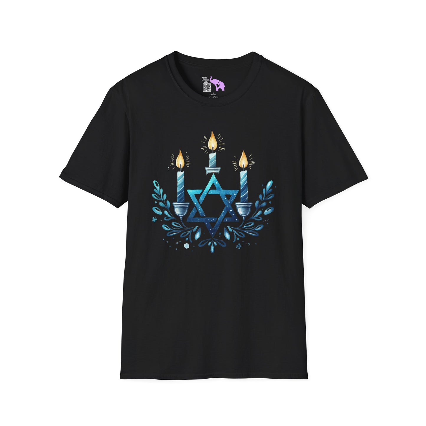 Star & Flame Hanukkah Adult T-shirt