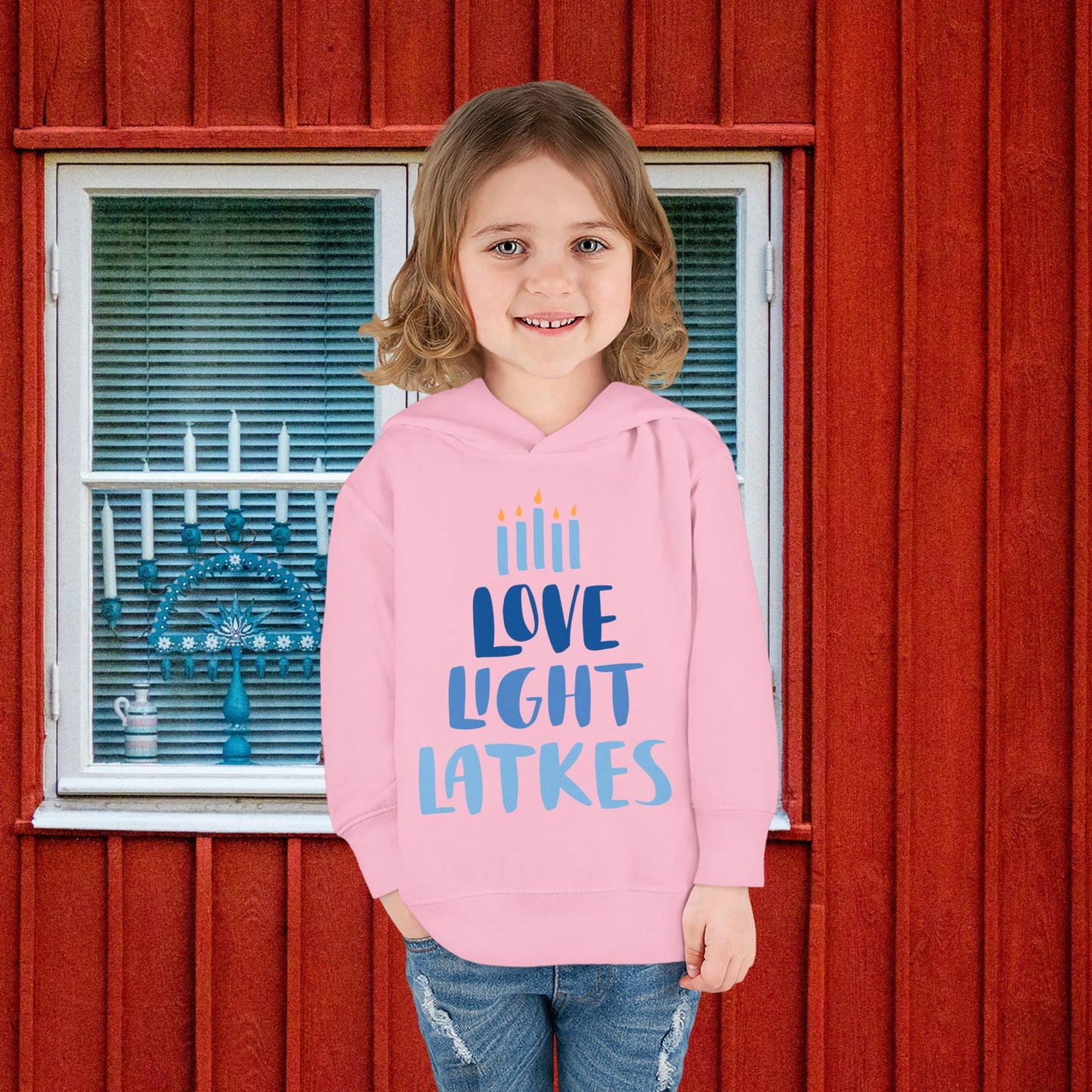 Hanukkah Love Light Latkes Toddler Pullover Fleece Hoodie
