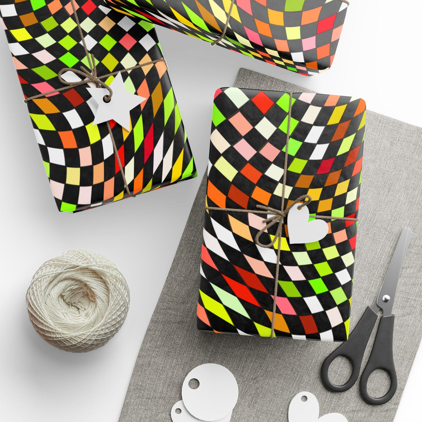 Warped Yellow/Green Checkered Wrapping Paper