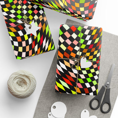 Warped Yellow/Green Checkered Wrapping Paper