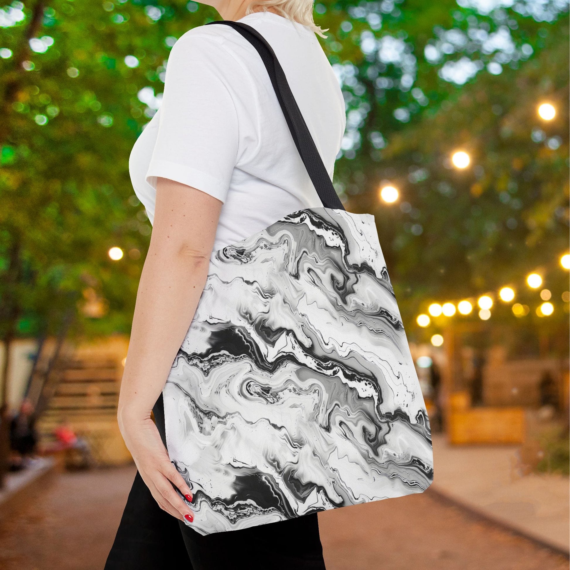 Frost Veil Marble Canvas Tote Bag