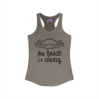 The Beach Is Calling Women's Ideal Racerback Tank