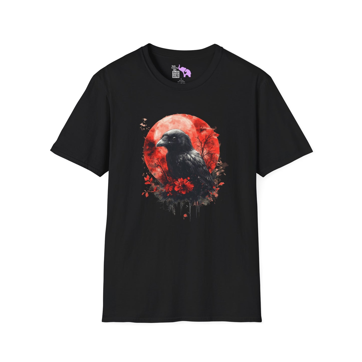 Creepy Raven with Full Moon Adult T-shirt