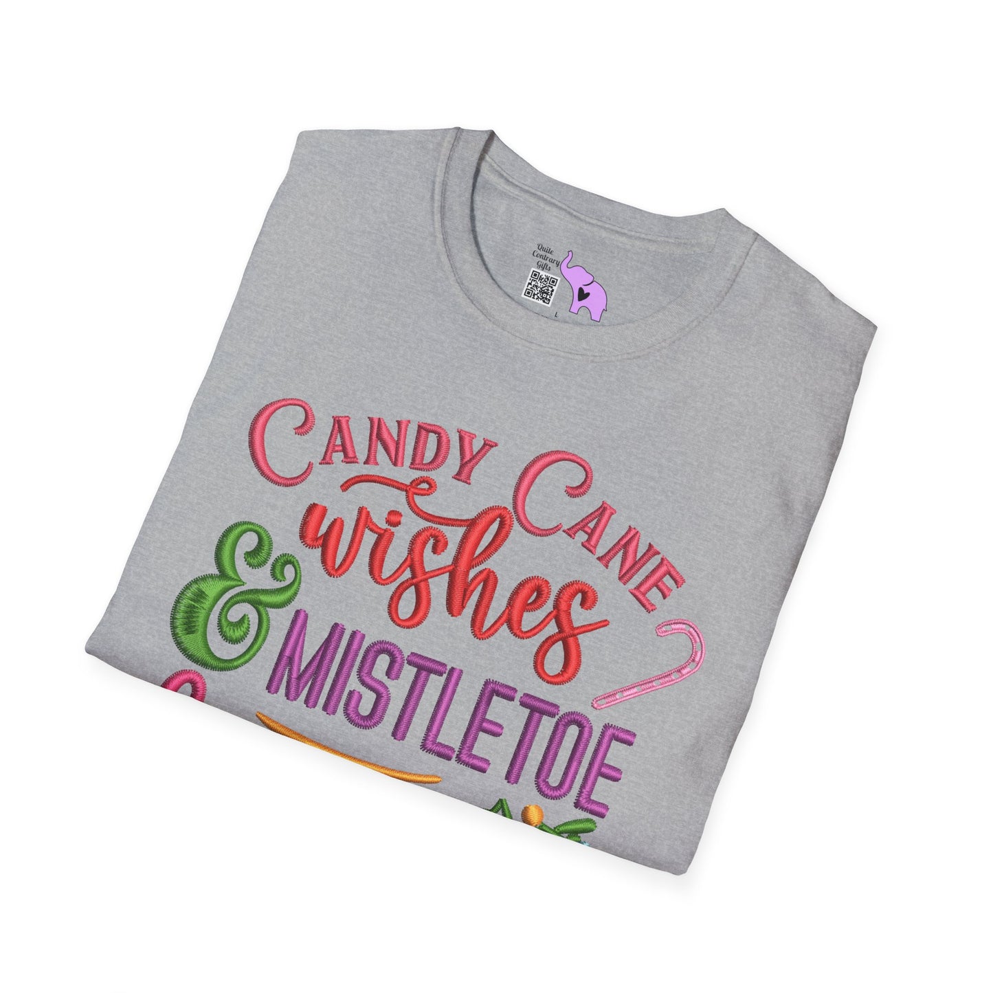 Candy Cane Wishes & Mistletoe Kisses Adult T-shirt