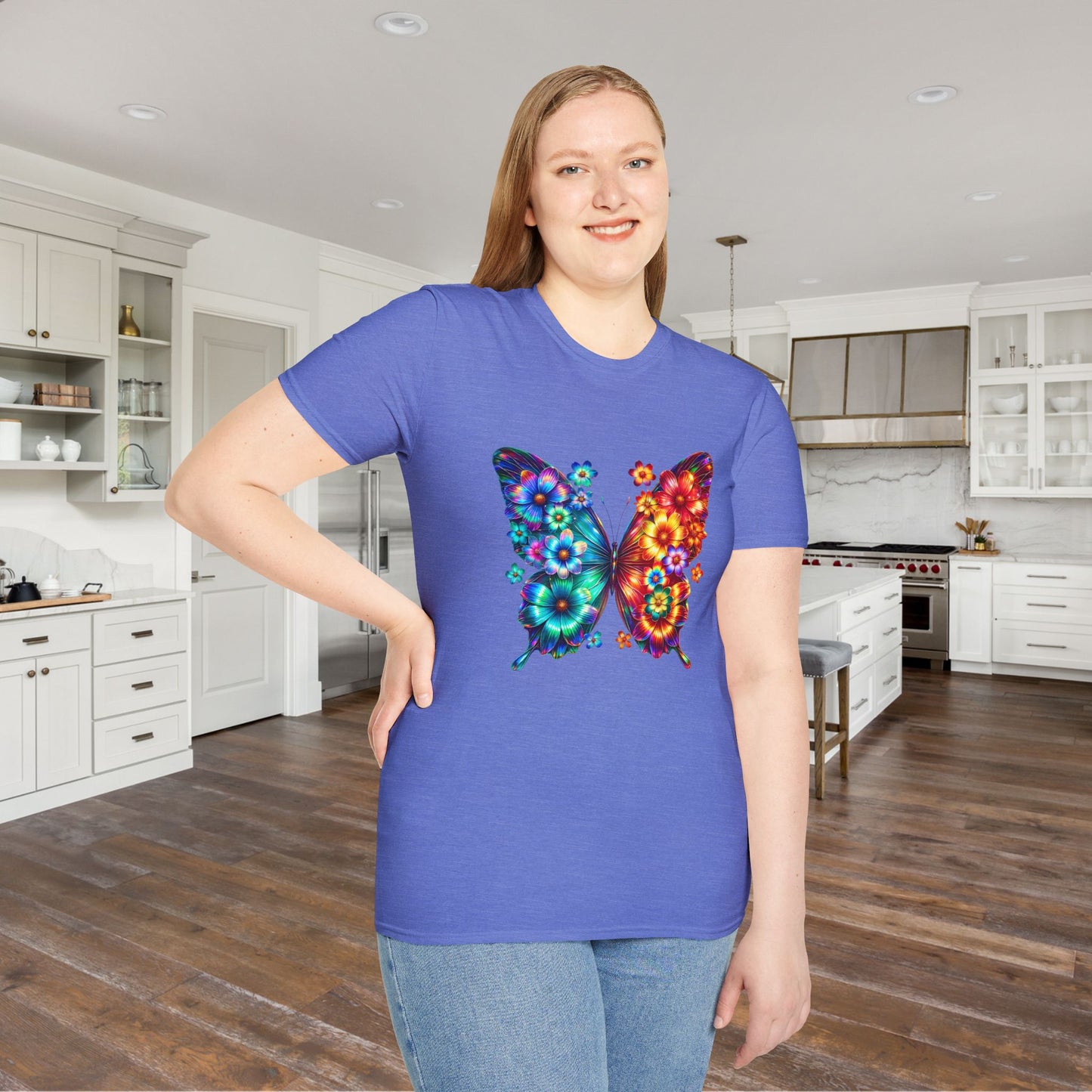 Colorful Floral Butterfly Adult T-shirt