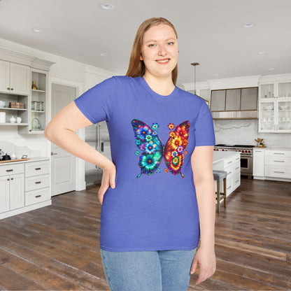 Colorful Floral Butterfly Adult T-shirt