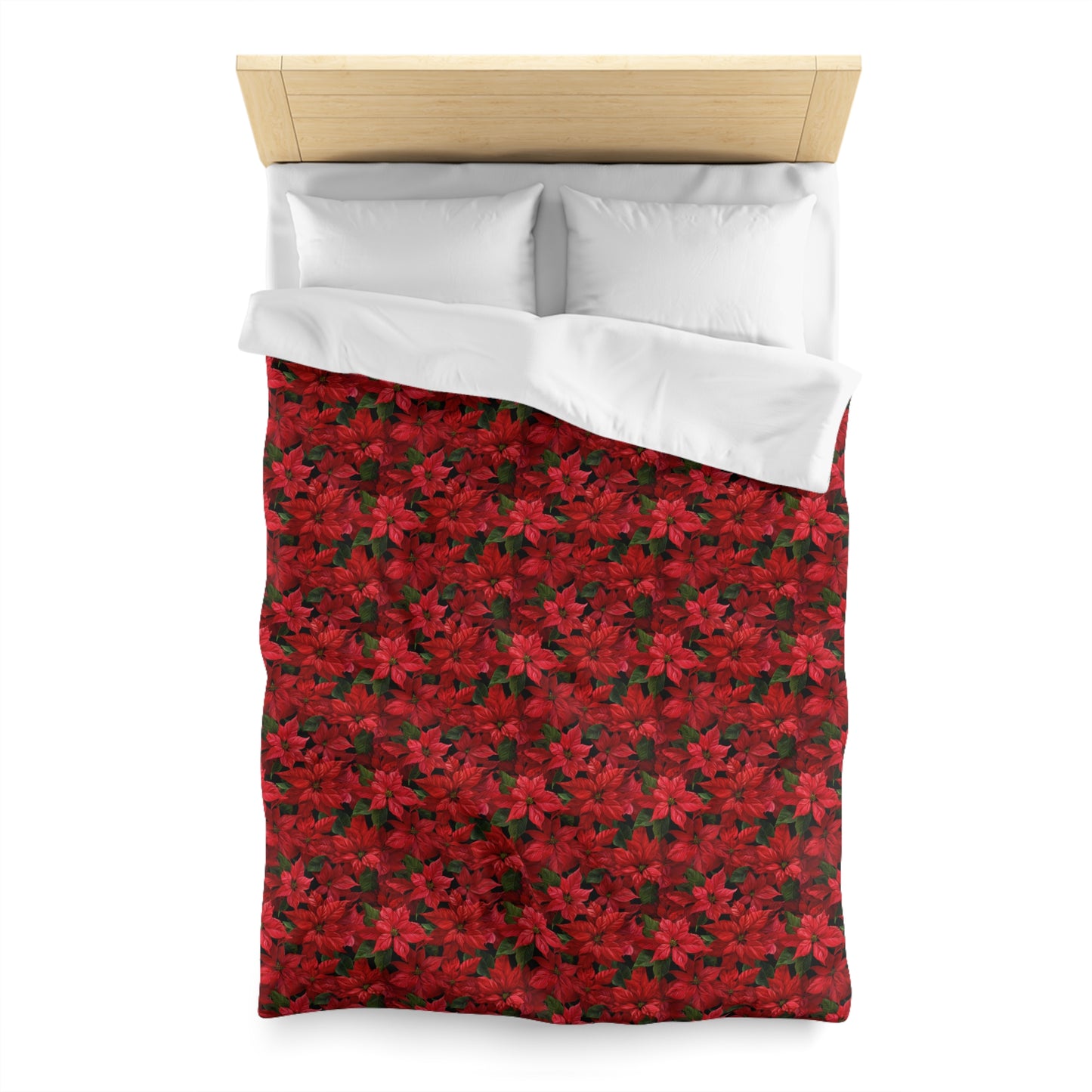 Copy of Winter Poinsettia Garden Microfiber Duvet Cover