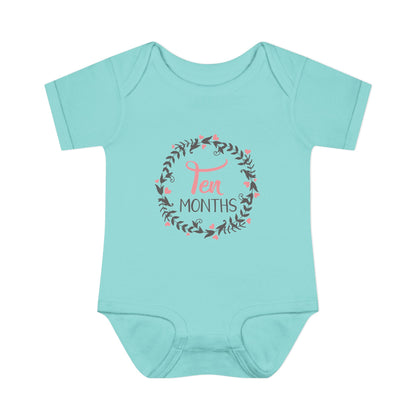 Pink Milestone Wreath Onesie-Ten Months