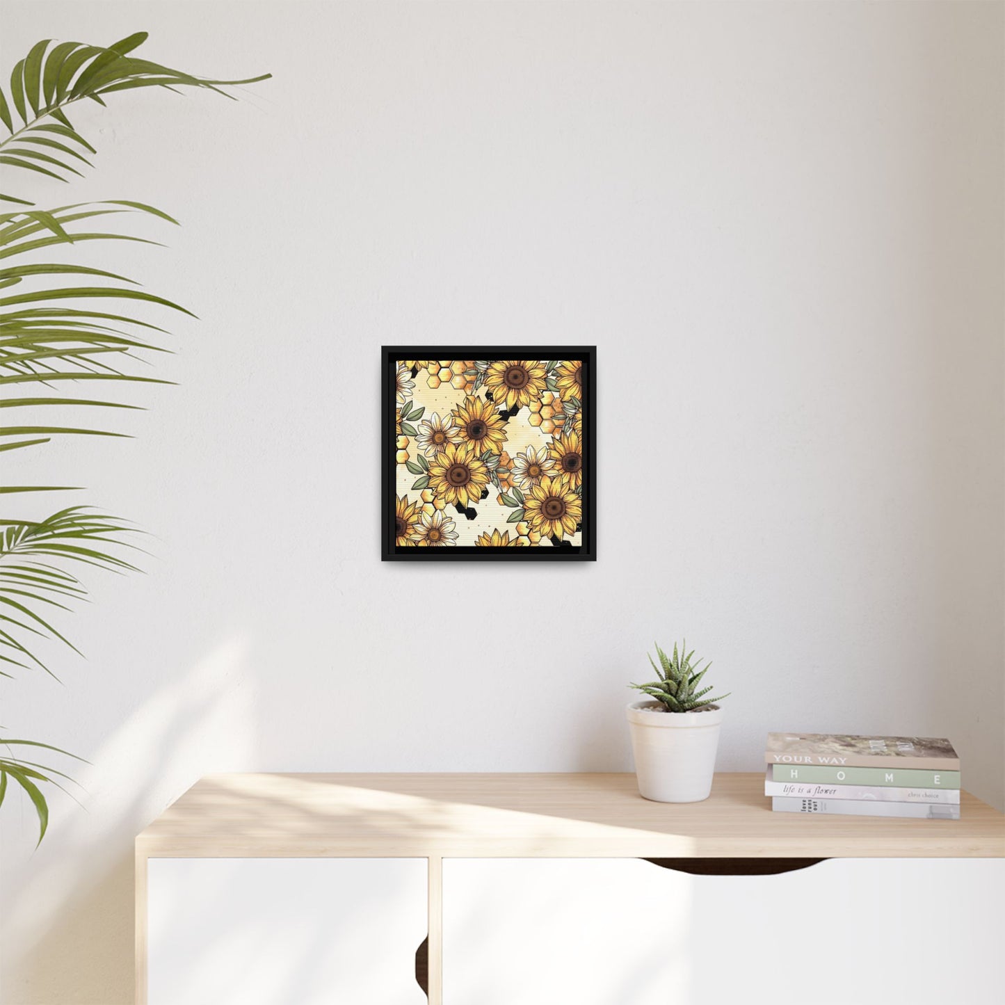 Sunflowers & Honeycombs Framed Canvas Art