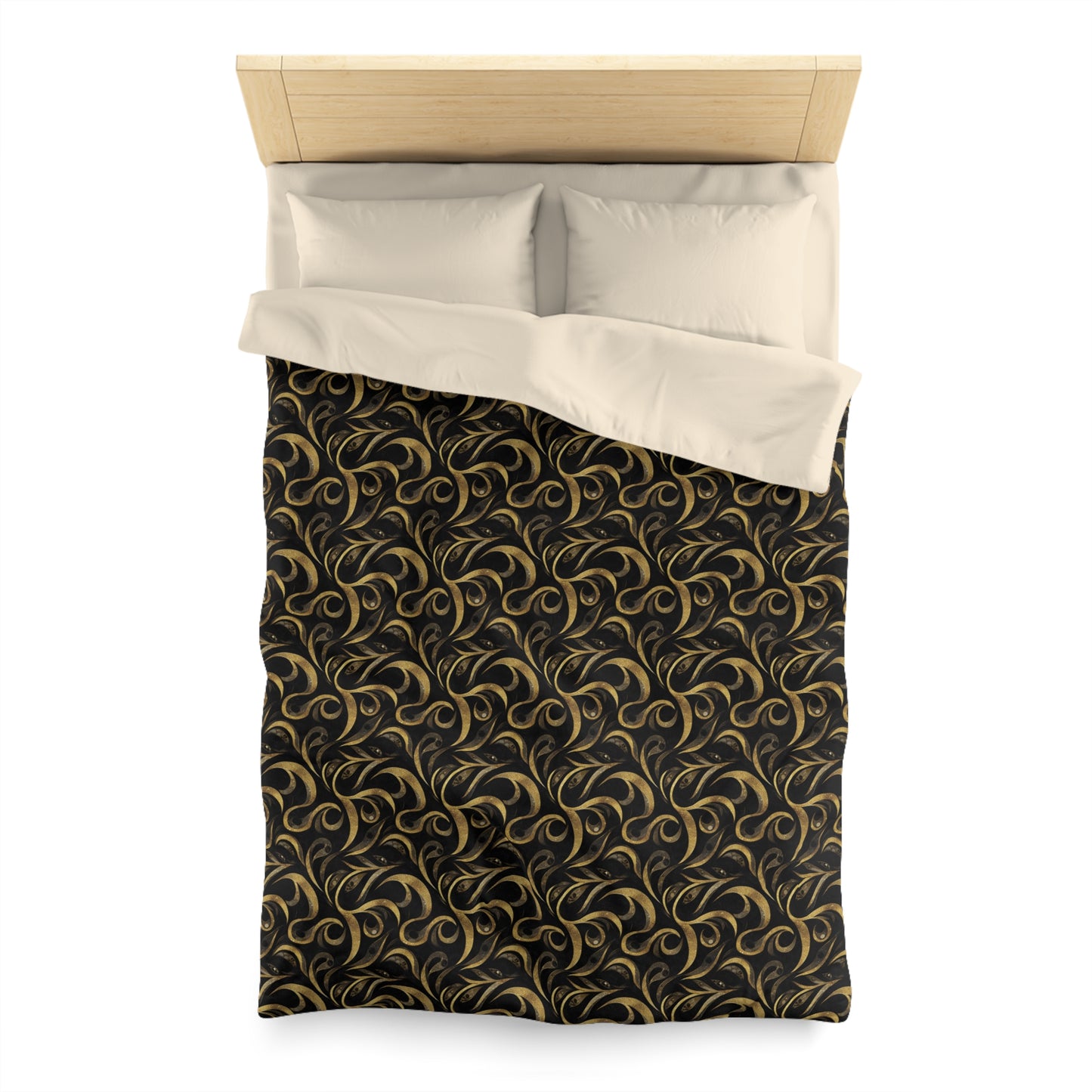 Golden Noir Swirl Microfiber Duvet Cover