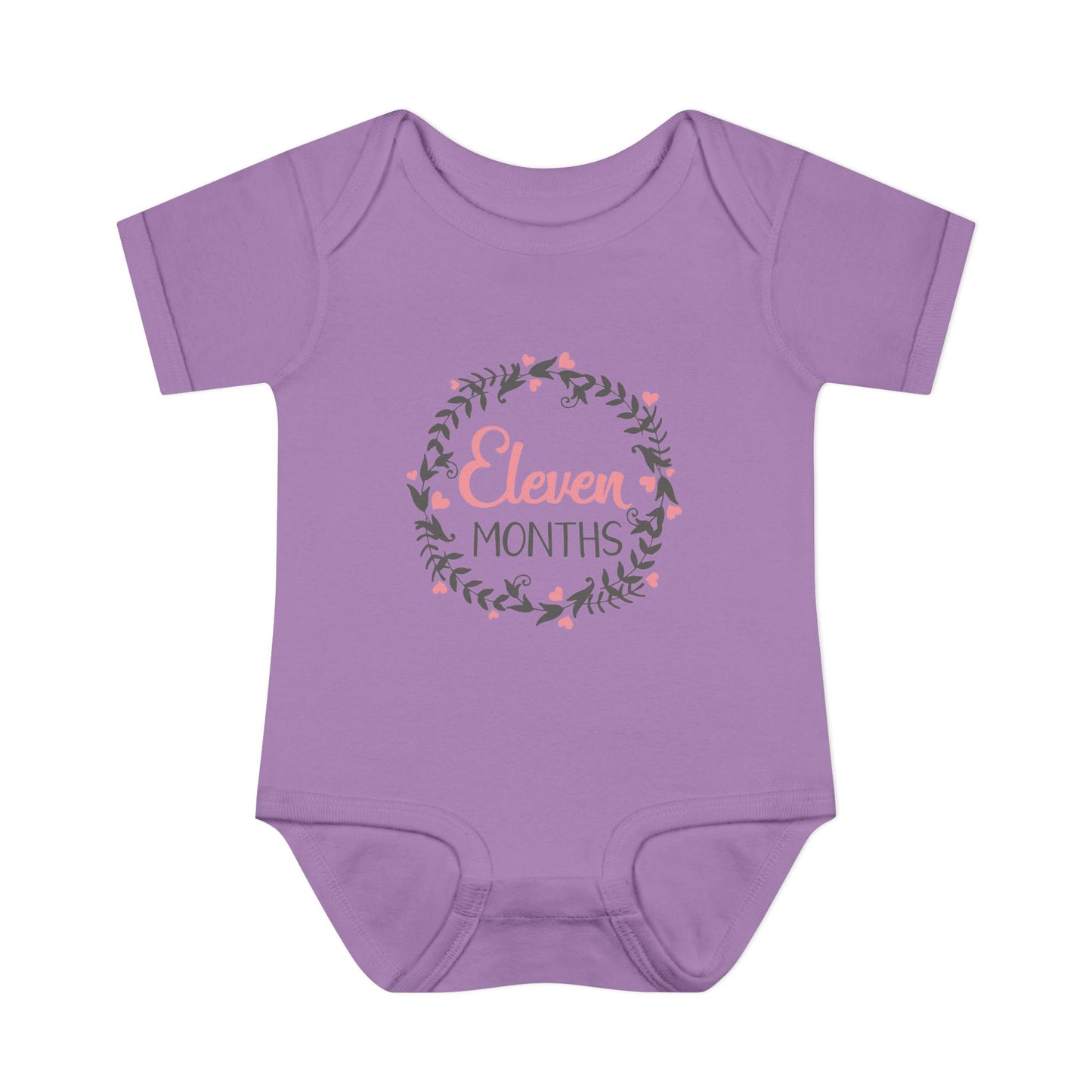 Pink Milestone Wreath Onesie-Eleven Months