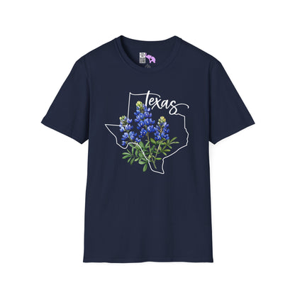 Texas Bluebonnets Outline Adult T-shirt
