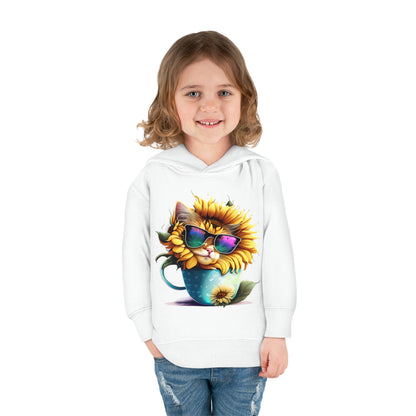 Cool Sunflower Kitten 1 Toddler Pullover Fleece Hoodie