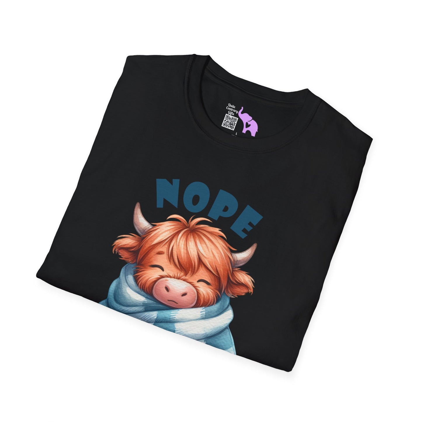 Nope Not Today Cute Cow Adult T-shirt