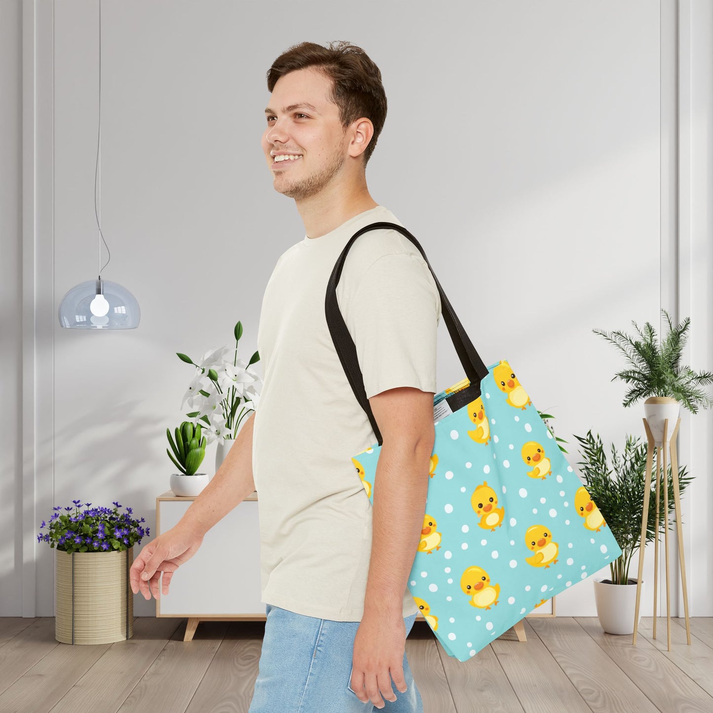 Ducky Dot Parade Canvas Tote Bag