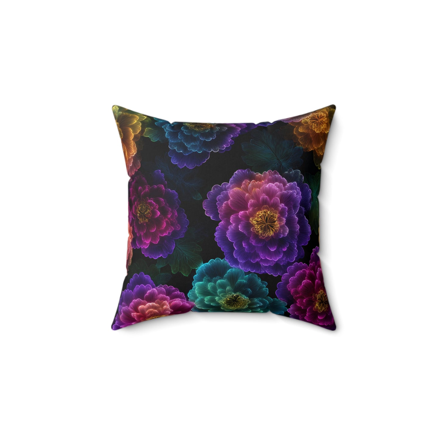 Neon Whisper Blooms Throw Pillow