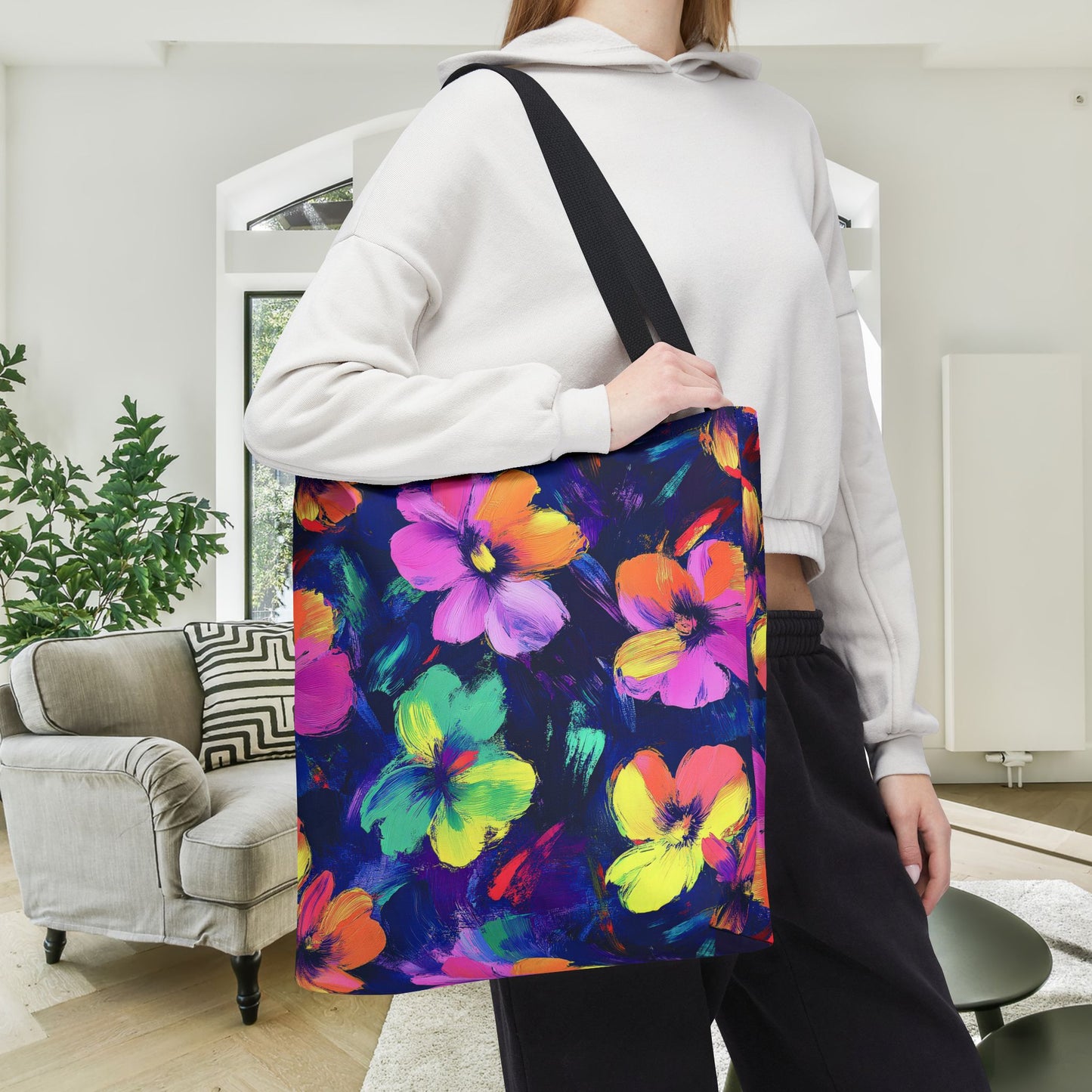 Watercolor Flowers Canvas Tote Bag