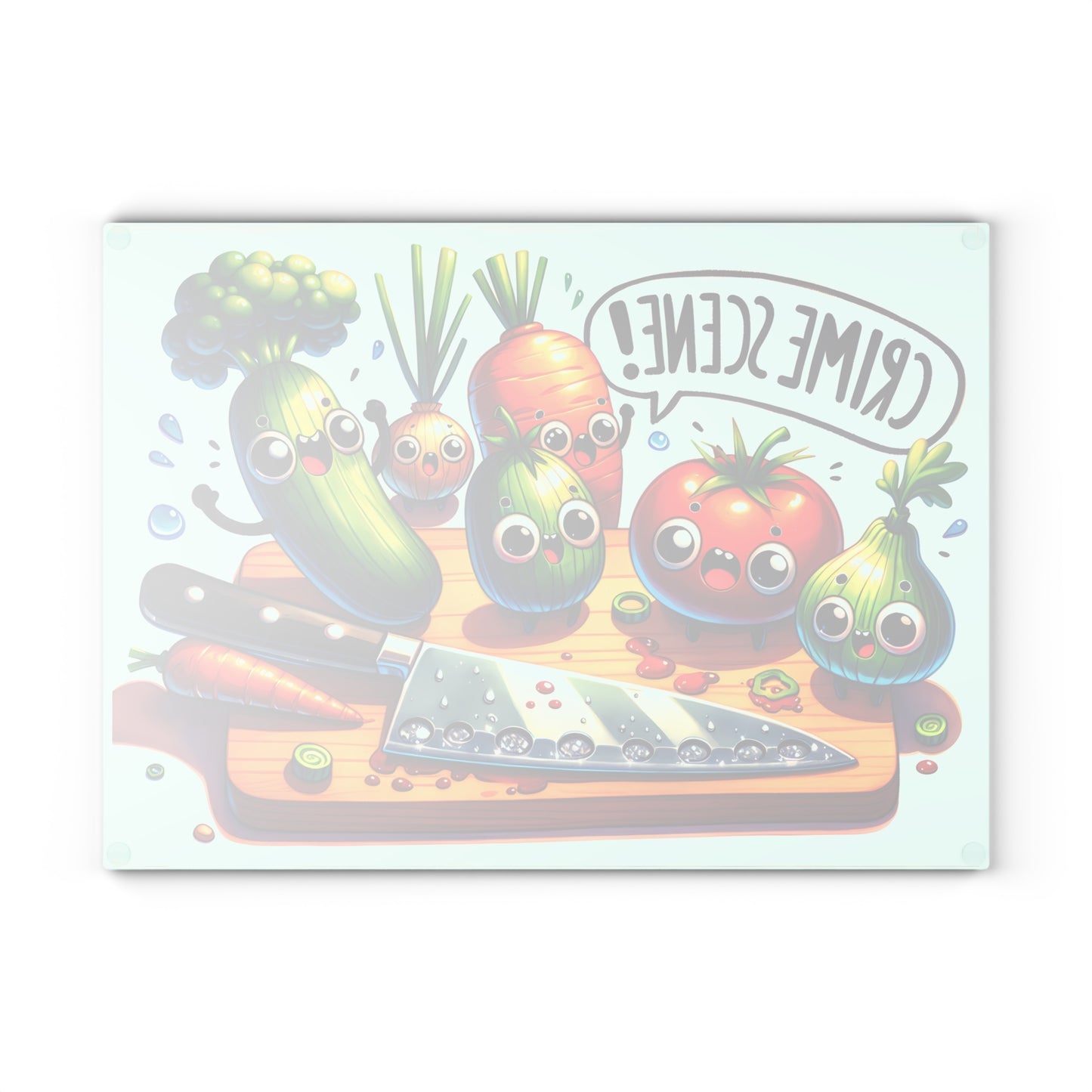 Kitchen Crime Scene Glass Cutting Board