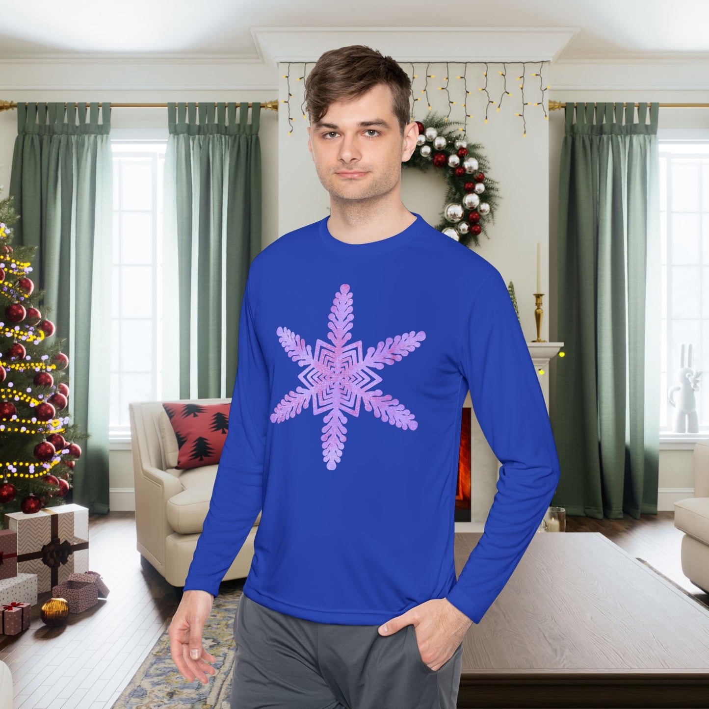 Large Snowflake 2 Adult Long Sleeve Tee