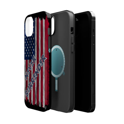 Never Surrender American Flag MagSafe® Compatible Tough Case for iPhone