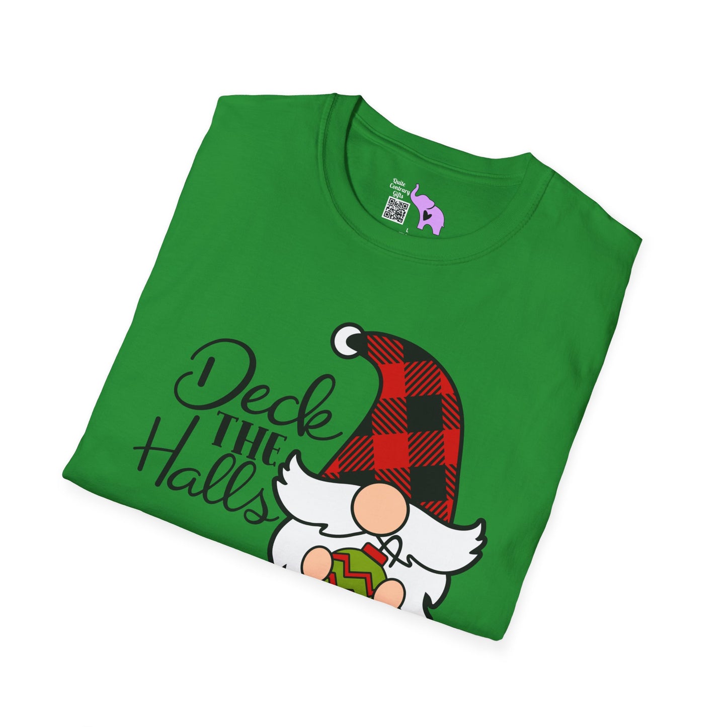 Deck the Halls Plaid Gnome Adult T-shirt