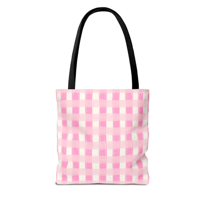 Dreamy Rose Gingham Canvas Tote Bag