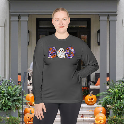 Cute Floral Boo w/Ghost Adult Long Sleeve Tee