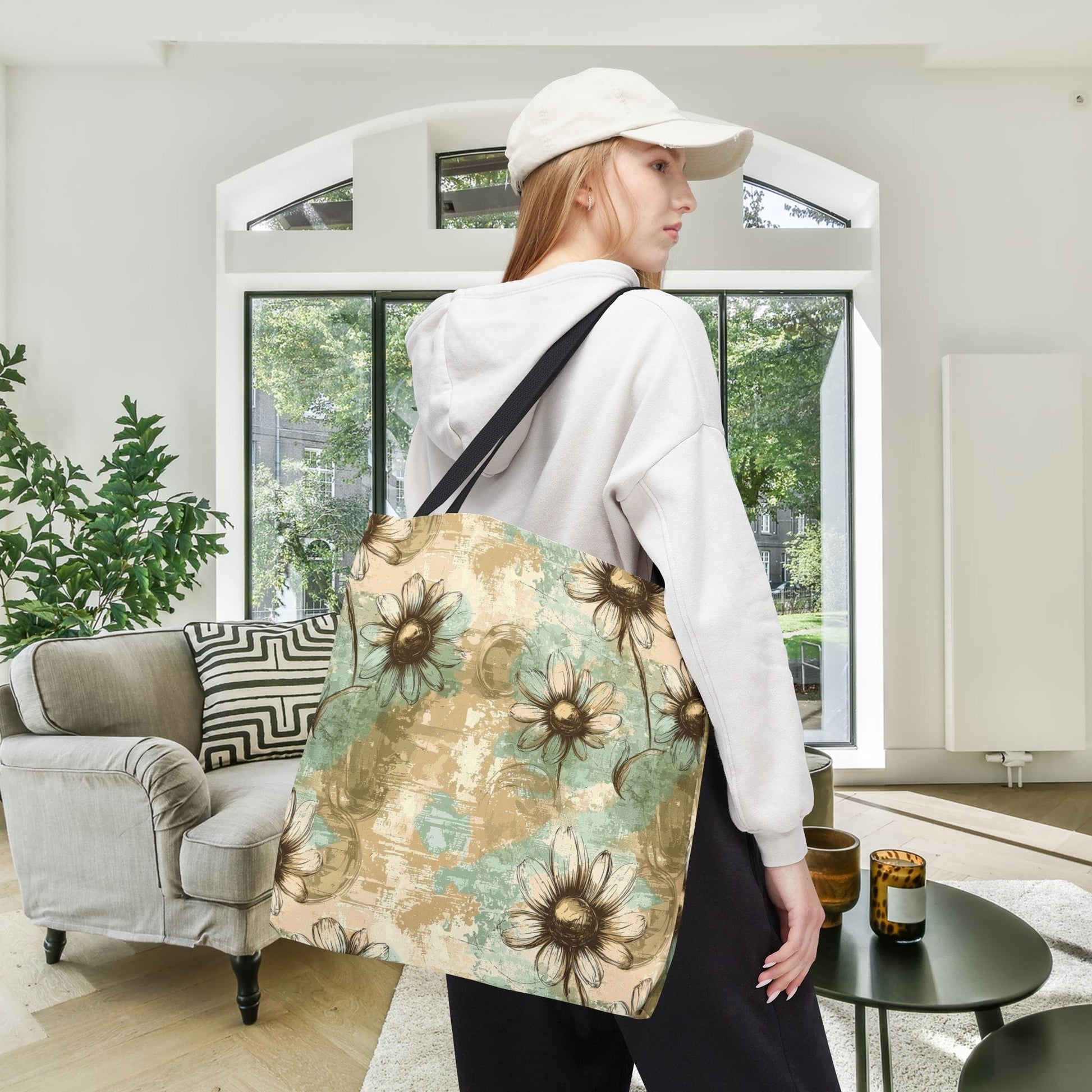 Worn Meadow Daisies Canvas Tote Bag