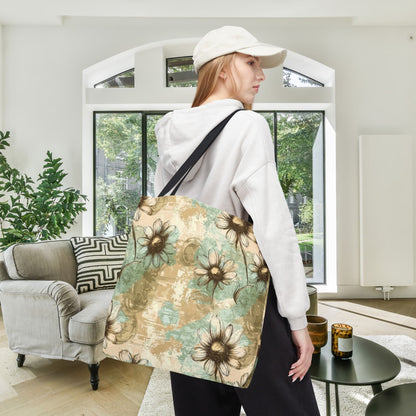Worn Meadow Daisies Canvas Tote Bag