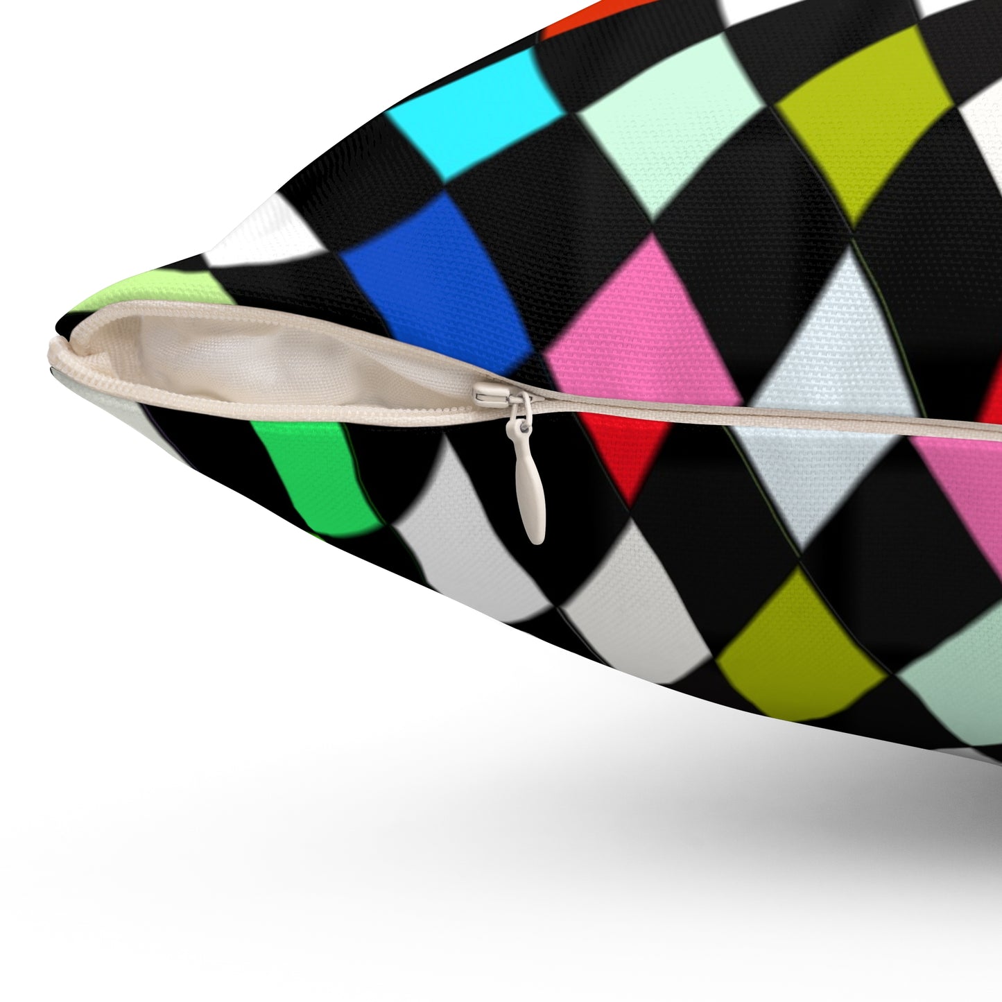 Warped Colorful Checkered Throw Pillow