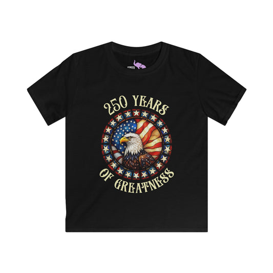 250 Years of Greatness (Stained Glass Eagle) Youth Softstyle Tee