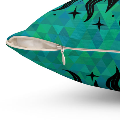 Sun & Moon on Teal Throw Pillow