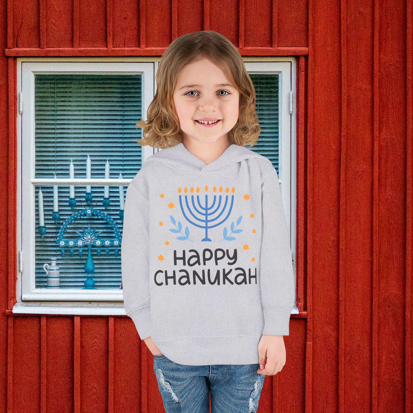 Happy Chanukah Toddler Pullover Fleece Hoodie