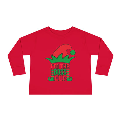 I'm The Boss Elf Toddler Long Sleeve Tee