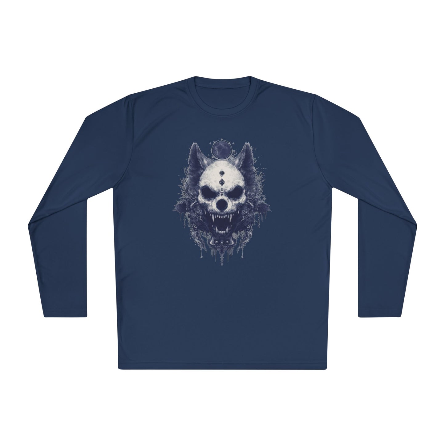 Creepy Skull Wolf Adult Long Sleeve Tee
