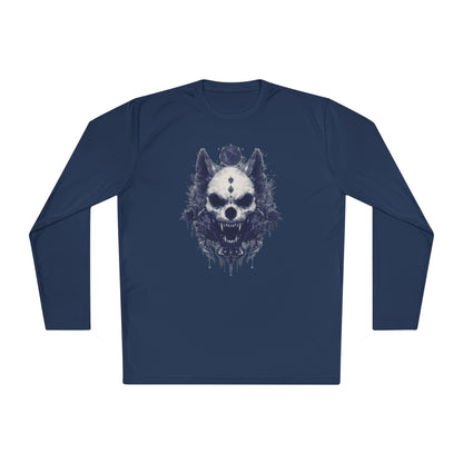 Creepy Skull Wolf Adult Long Sleeve Tee