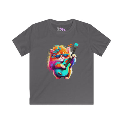 Colorful Guitar Kitten Youth Softstyle Tee